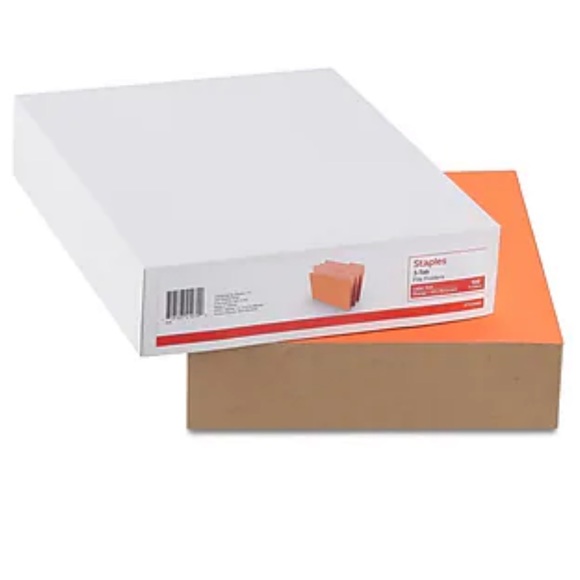 NWT Staples Three Cut Folders 100 Orange - Picture 3 of 3